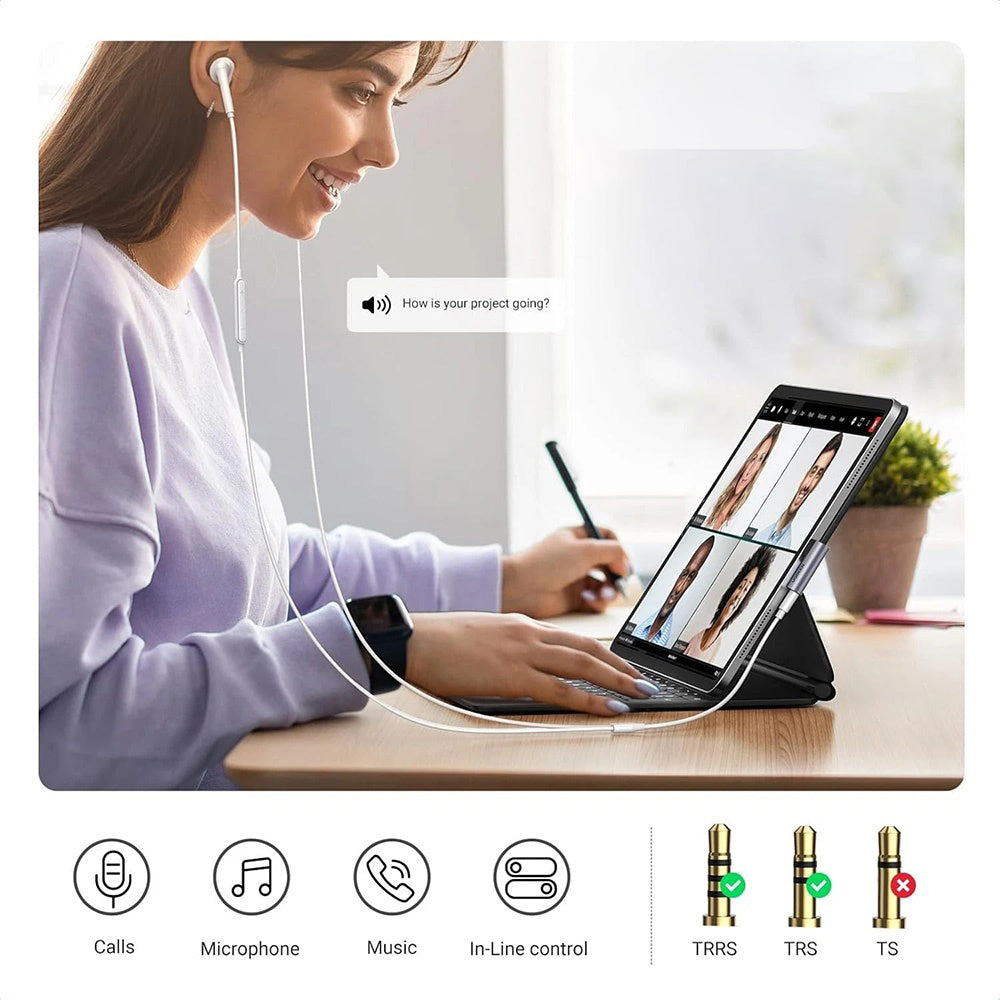 Audio Adapter USB-C - 3.5mm UGREEN CM460 (20194) Szögelt, Szürke