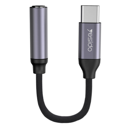 USB-C - 3.5mm Yesido YAU19 audio adapter, Fekete