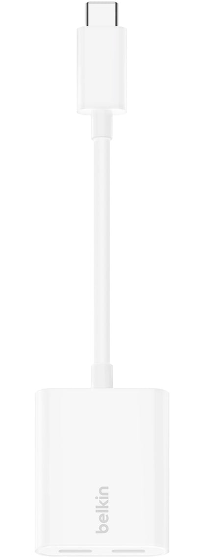 USB-C audio adapter - USB-C / USB-C Belkin RockStar, fehér F7U081btWH