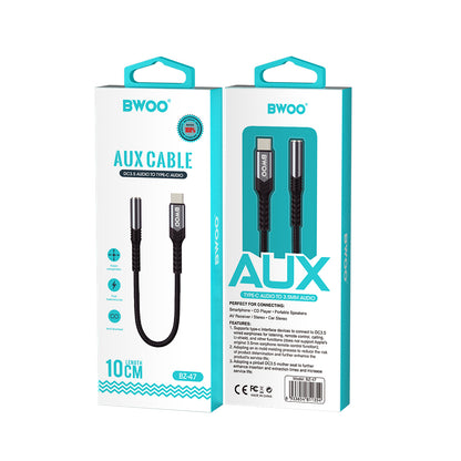 USB-C - 3.5mm BWOO BZ47 Audio Adapter, Fekete