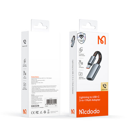 USB-C - Lightning McDodo CA-4870 Audio Adapter, Szürke