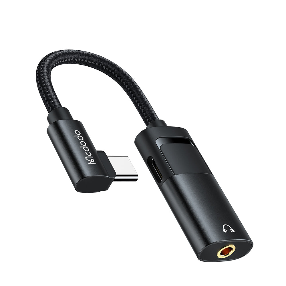 USB-C - USB-C / 3,5 mm McDodo CA-1880 audio adapter, Fekete