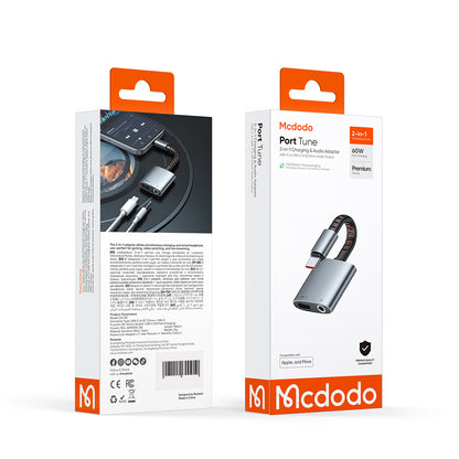 USB-C - USB-C / 3,5 mm McDodo CA-3120 audio adapter, szürke