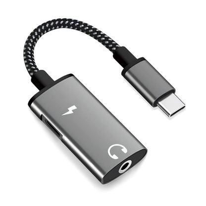 USB-C - USB-C / 3.5mm Techsuit AC22 AcustiCore Audio Adapter, Szürke