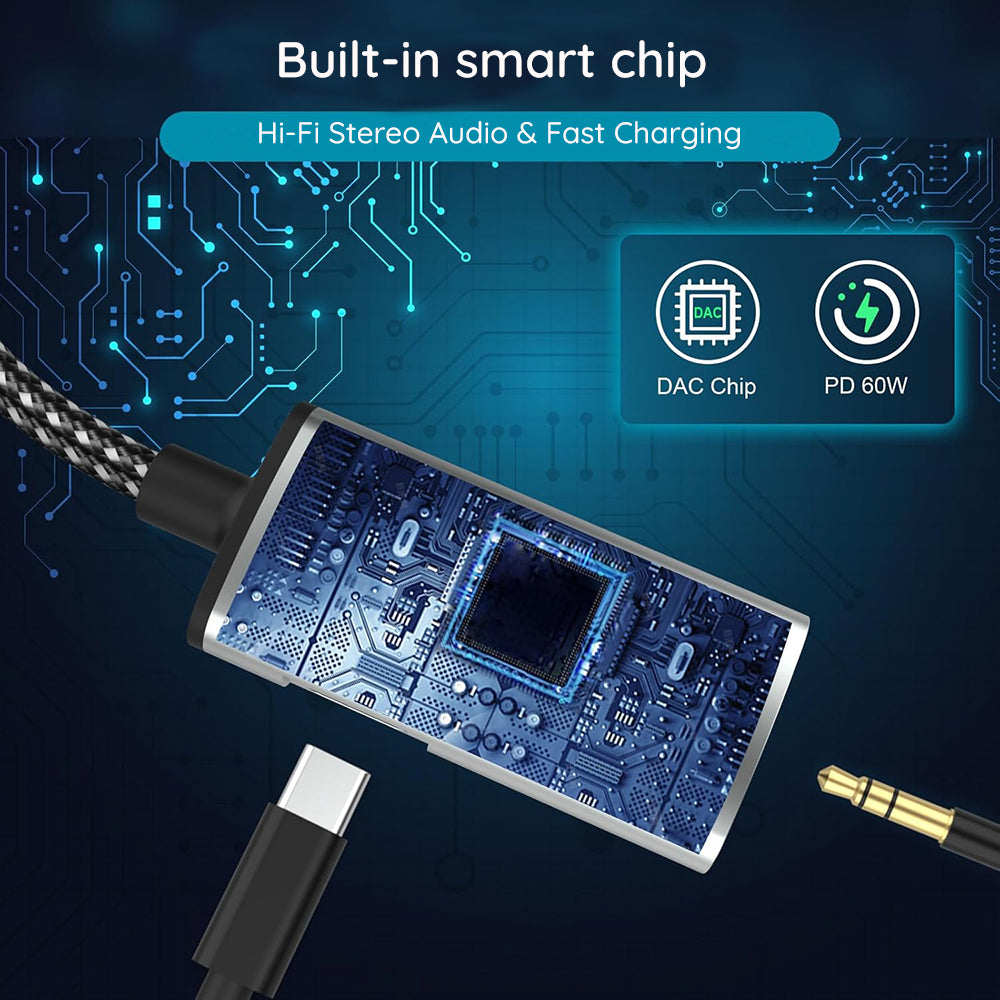 USB-C - USB-C / 3.5mm Techsuit AC22 AcustiCore Audio Adapter, Szürke