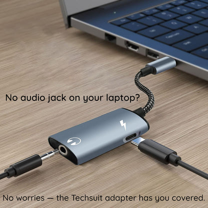 USB-C - USB-C / 3.5mm Techsuit AC22 AcustiCore Audio Adapter, Szürke