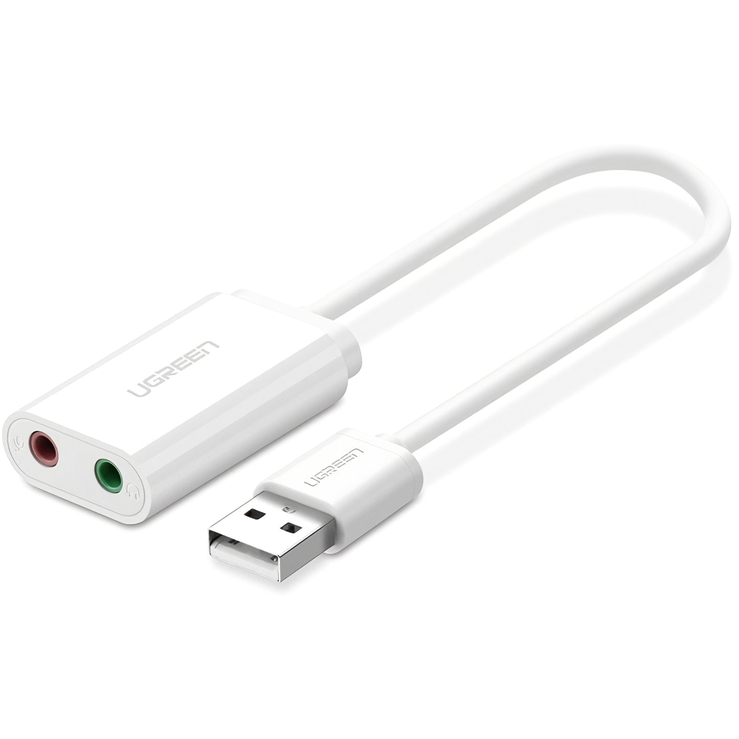UGREEN US205 USB hangkártya, 2 x 3.5mm Jack, Fehér