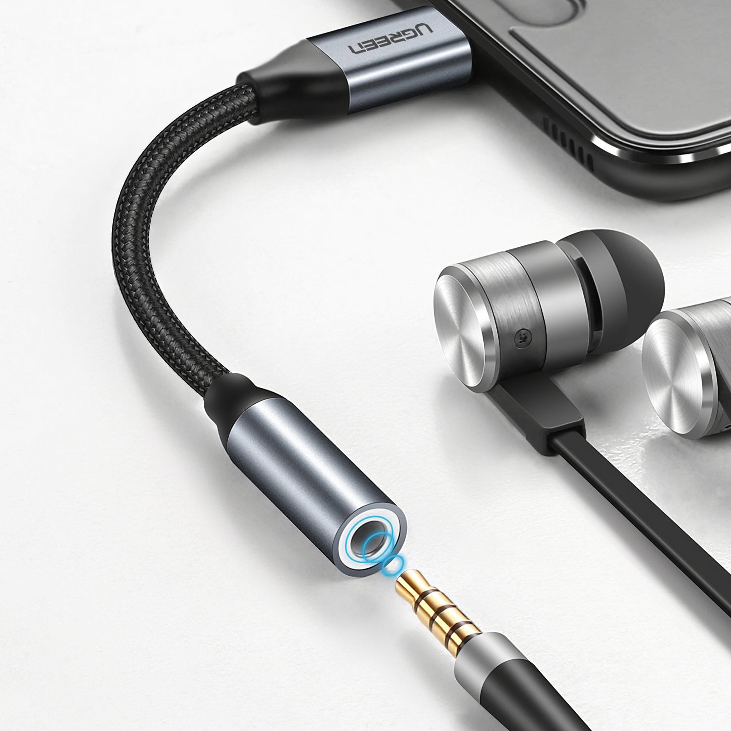 USB-C - 3.5mm UGREEN AV142 Audio Adapter, Szürke