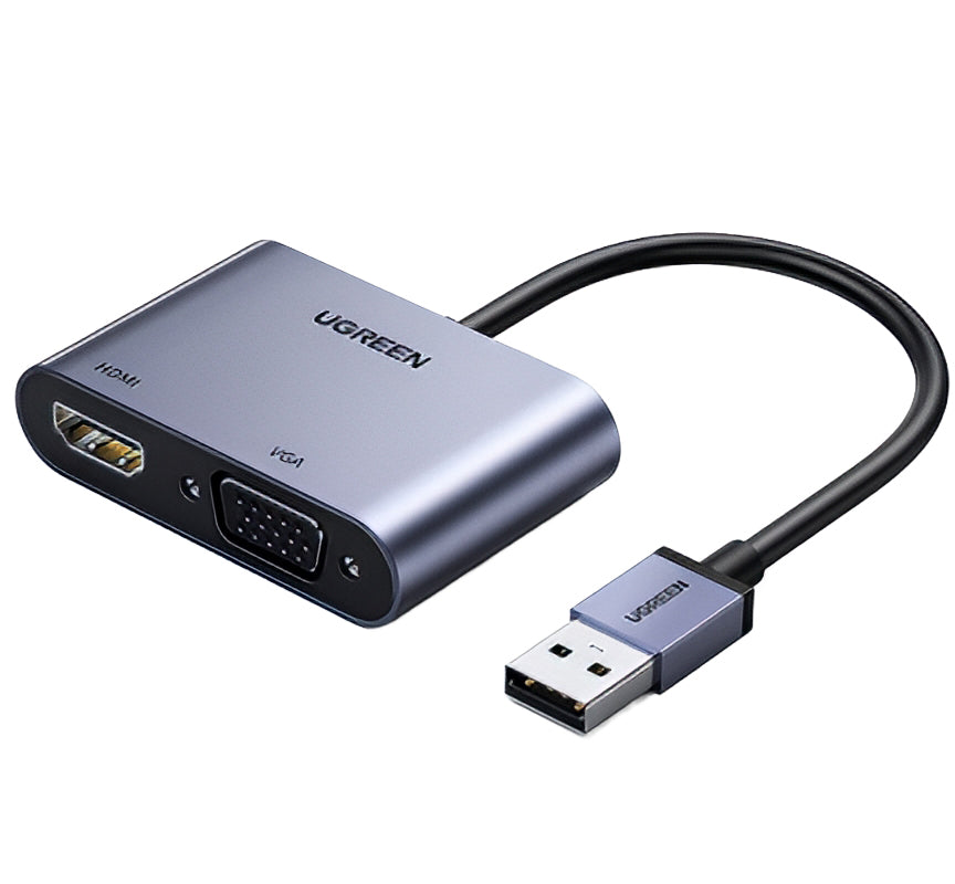 UGREEN CM449 videó adapter, USB-A - HDMI / VGA, szürke