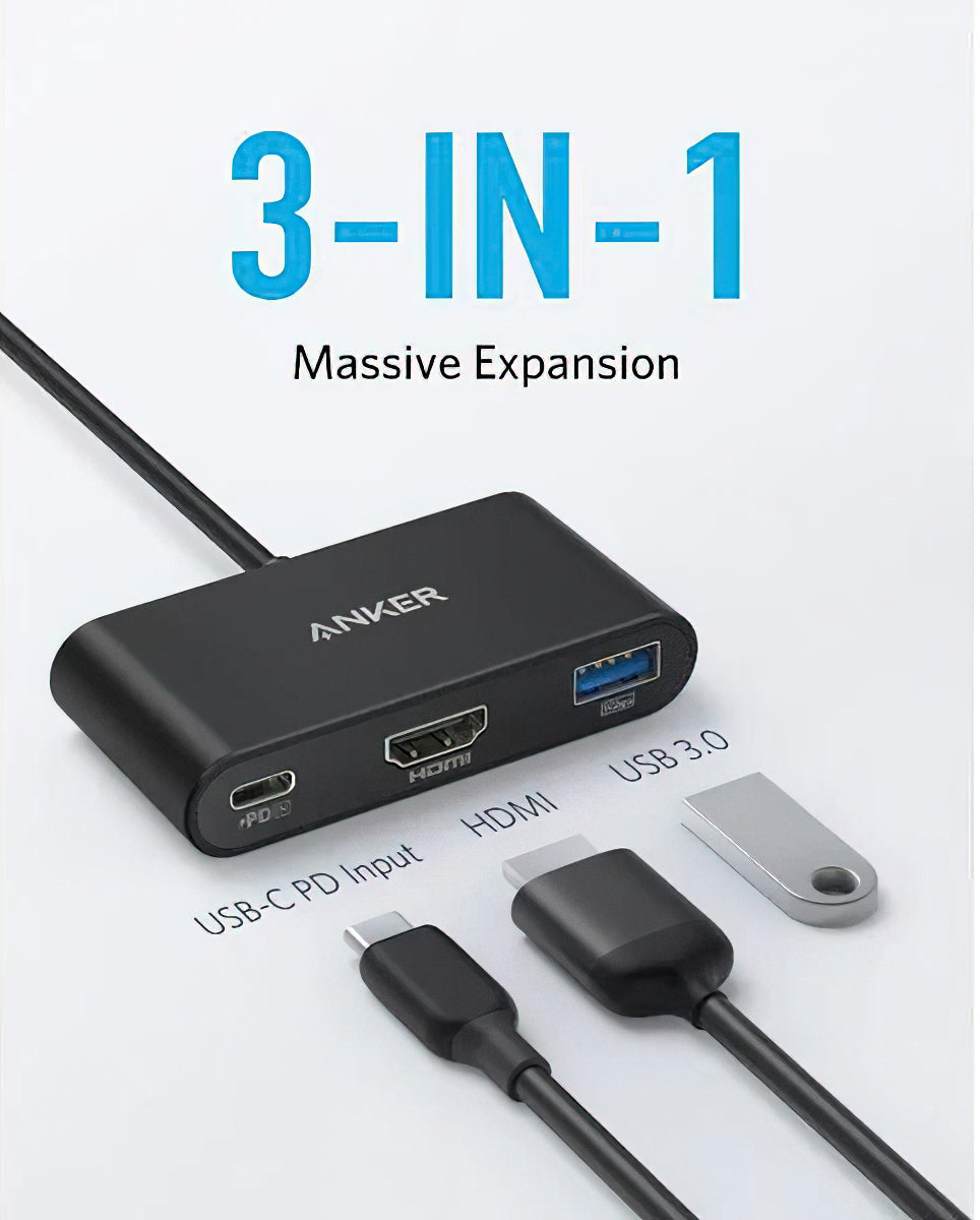 USB-C Audio és Videó Adapter - USB-C / HDMI / USB-A Anker PowerExpand, Fekete A8339HA1