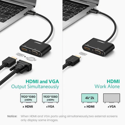UGREEN CM449 videó adapter, USB-A - HDMI / VGA, szürke