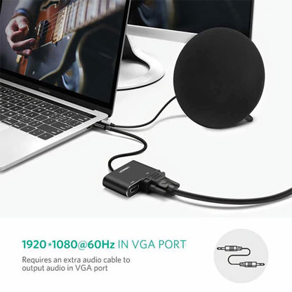 UGREEN CM449 videó adapter, USB-A - HDMI / VGA, szürke