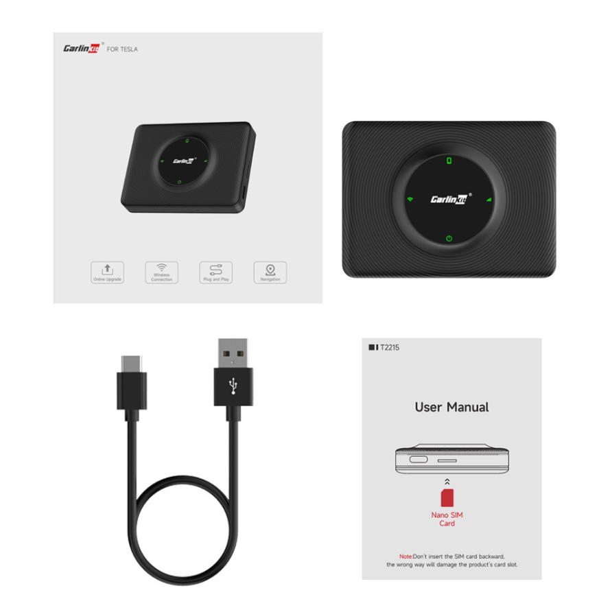 Carplay / Android Auto vezeték nélküli Carlinkit adapter kompatibilis Tesla Model 3 / X / Y / S-hez Apple iPhone / Android sorozathoz CPC200-T2C
