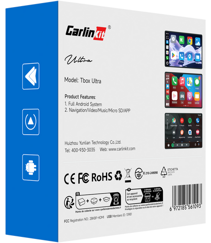 Carplay / Android Auto vezeték nélküli Carlinkit TBox Ultra 2 adapter Apple iPhone / Android sorozathoz, 8GB RAM / 128GB