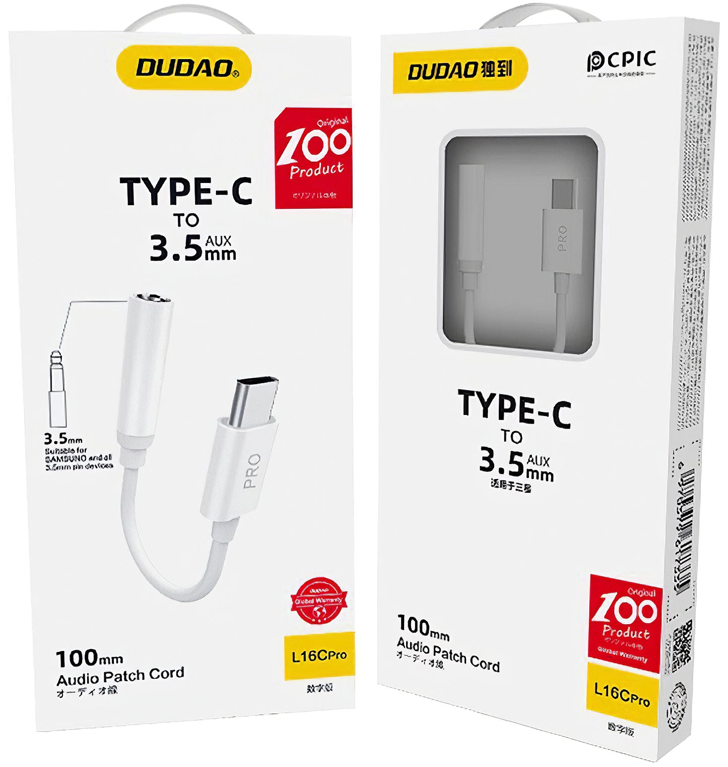 USB-C - 3,5 mm-es audio adapter Dudao L16CPro, Fehér