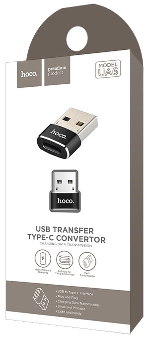 Adat- és töltőadapter USB-C - USB-A HOCO UA6, fekete