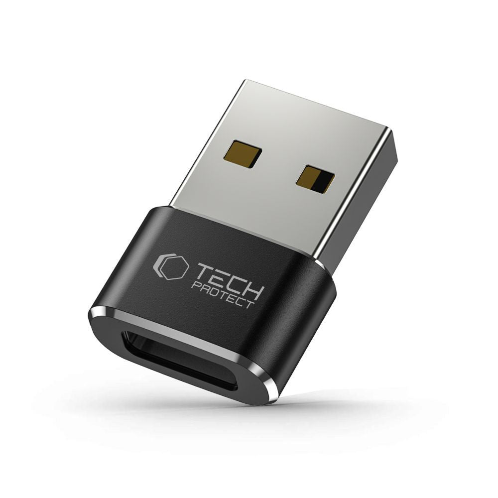 USB-C - USB-A Tech-Protect Ultraboost adat- és töltőadapter, Fekete