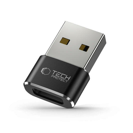 USB-C - USB-A Tech-Protect Ultraboost adat- és töltőadapter, Fekete