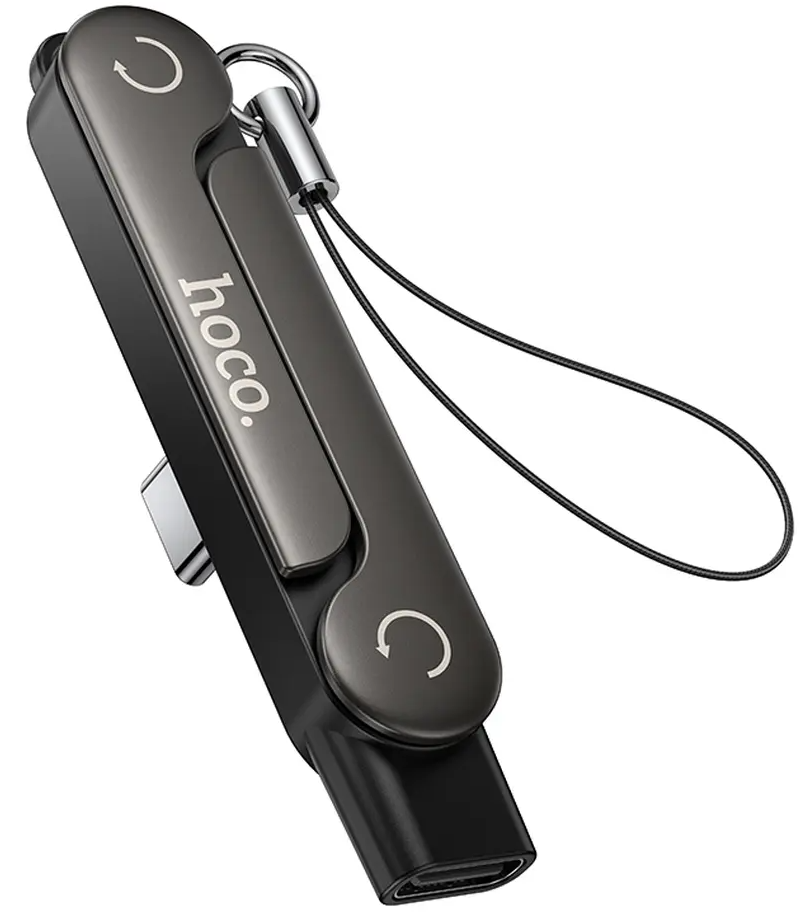 USB-C adat- és töltőadapter - USB-C HOCO UA47A, fekete