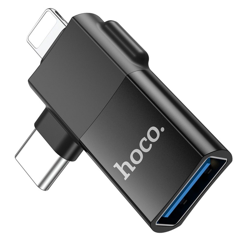 OTG adapter USB-C / Lightning - USB-A HOCO UA17, Fekete