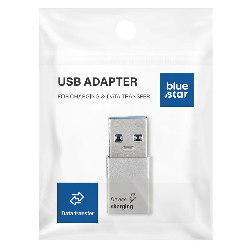 USB-C - USB-A Blue Star adat- és töltőadapter, fehér