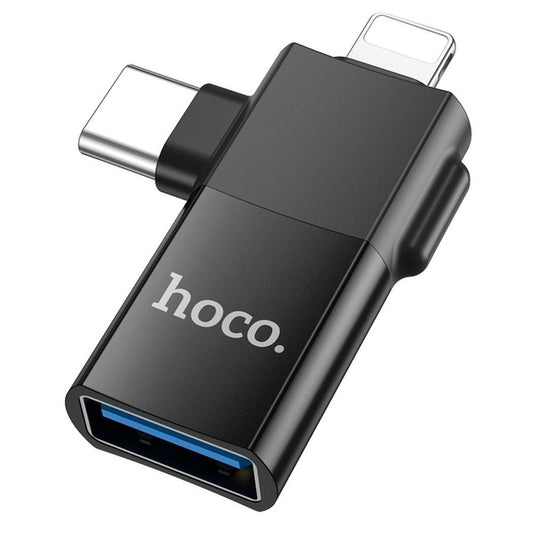 OTG adapter USB-C / Lightning - USB-A HOCO UA17, Fekete