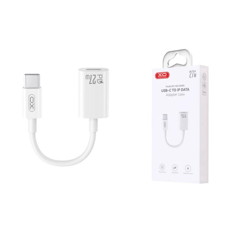 USB-C - Lightning Adat és Töltő Adapter XO Design NB-R268A, Fehér