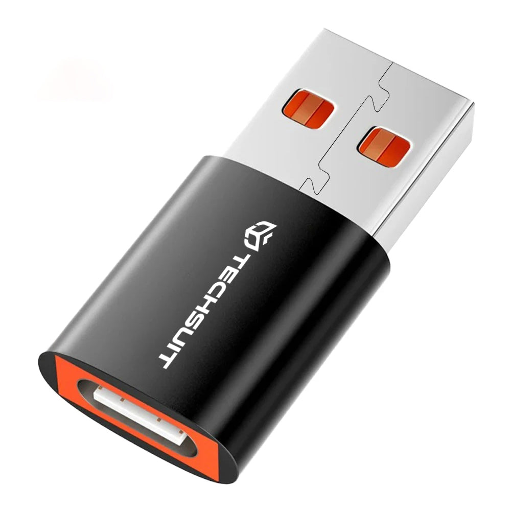 USB-C - USB-A Techsuit A5 HyperPort Adat és Töltő Adapter, Fekete-Narancs