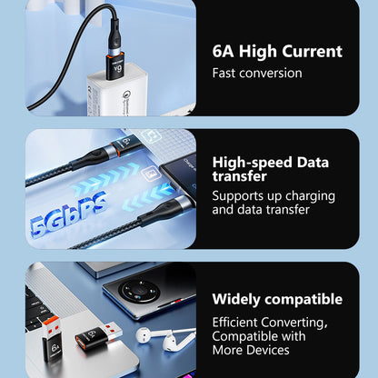 USB-C - USB-A Techsuit A5 HyperPort Adat és Töltő Adapter, Fekete-Narancs