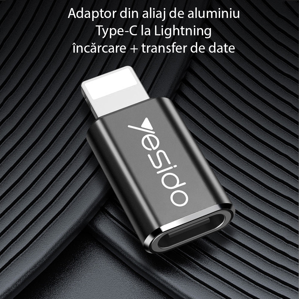 USB-C - Lightning Yesido GS03 adat és töltő adapter, Fekete