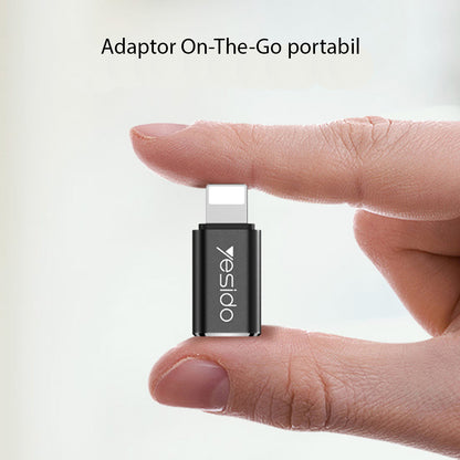 USB-C - Lightning Yesido GS03 adat és töltő adapter, Fekete