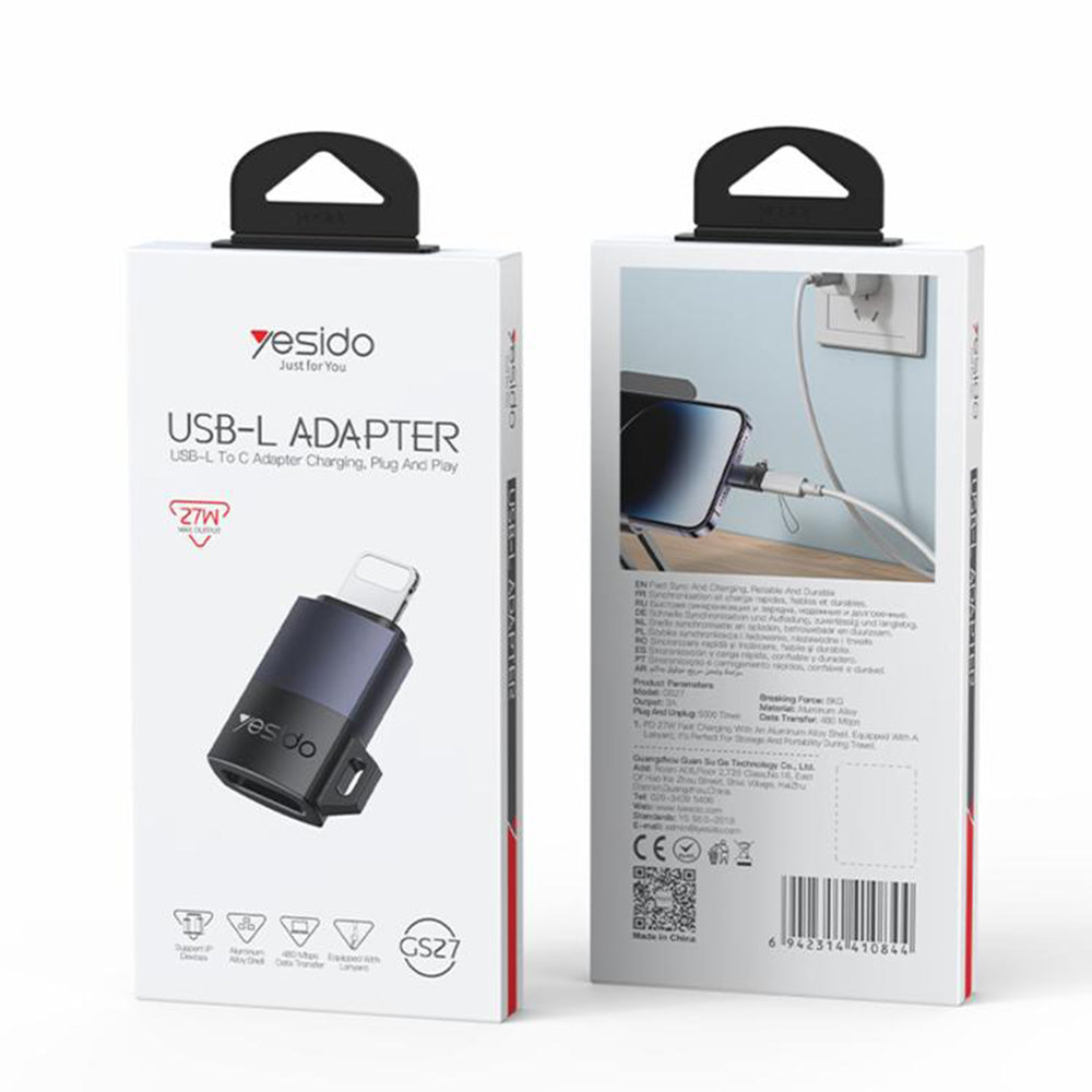 USB-C - Lightning Yesido GS27 adat- és töltőadapter, szürke