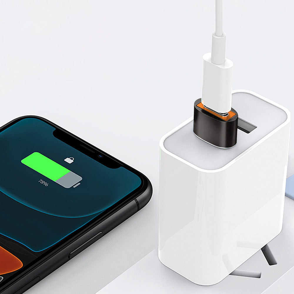 USB-C - USB-A Techsuit A7 HyperPort adat- és töltőadapter, Fekete-Narancs