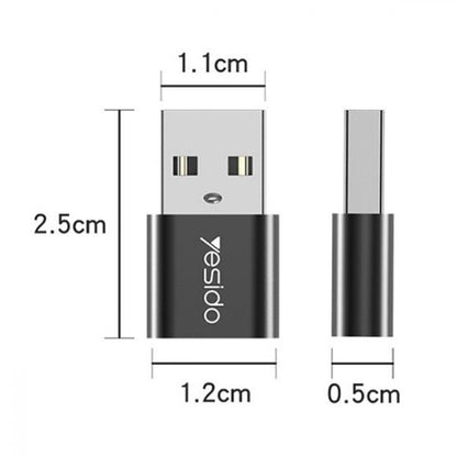 USB-C to USB-A Data and Charging Adapter Yesido GS09, Black