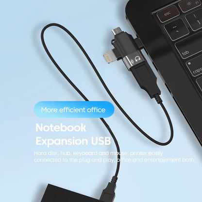 OTG Lightning / microUSB / USB-C - USB-A Techsuit A17 SoundVoltX adapter, Fekete