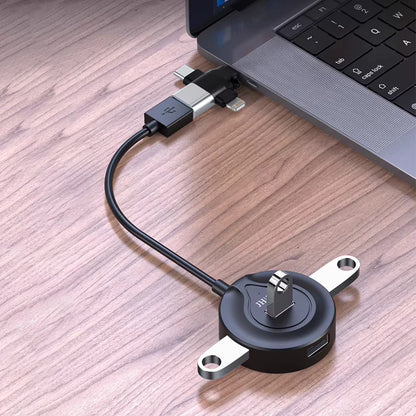 OTG Lightning / microUSB / USB-C - USB-A Techsuit A17 SoundVoltX adapter, Fekete