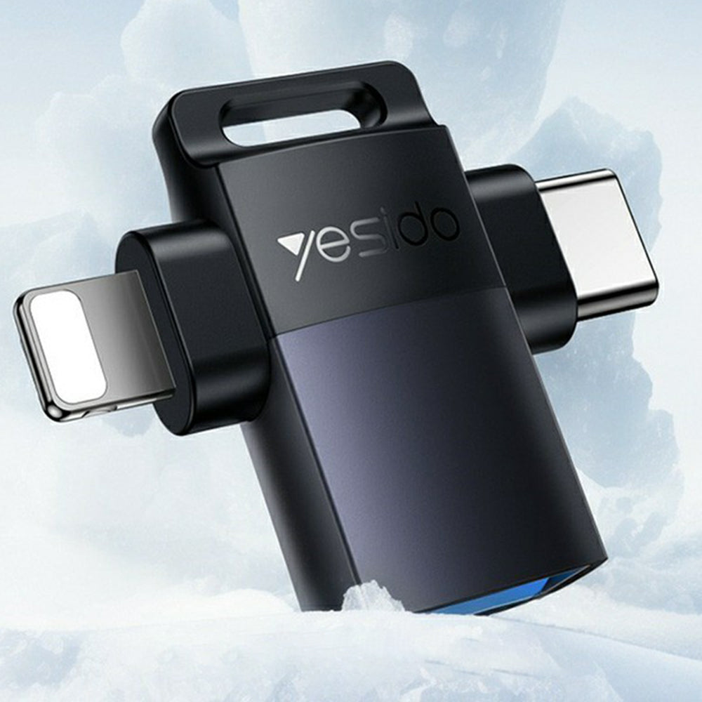 OTG Lightning / USB-C - USB-A Yesido GS35 adapter, Szürke