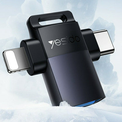 OTG Lightning / USB-C - USB-A Yesido GS35 adapter, Szürke