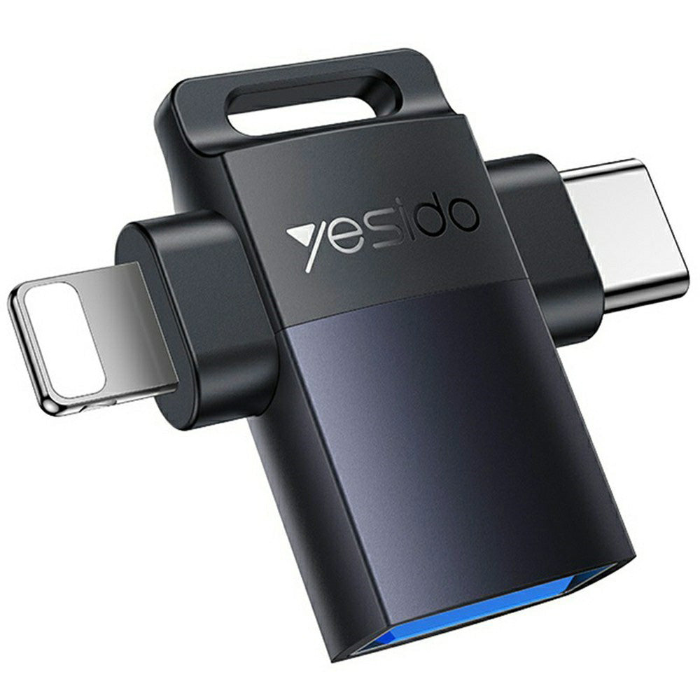 OTG Lightning / USB-C - USB-A Yesido GS35 adapter, Szürke