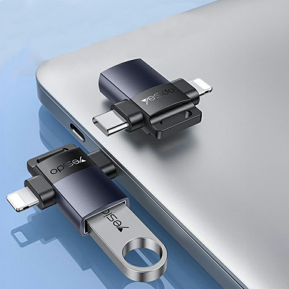 OTG Lightning / USB-C - USB-A Yesido GS35 adapter, Szürke