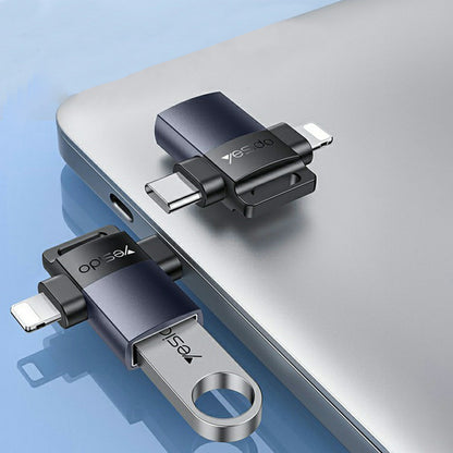 OTG Lightning / USB-C - USB-A Yesido GS35 adapter, Szürke