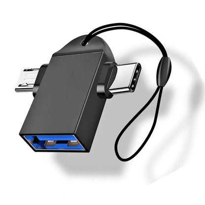 OTG microUSB / USB-C - USB-A Techsuit A16 TwoVoltX adapter, Fekete