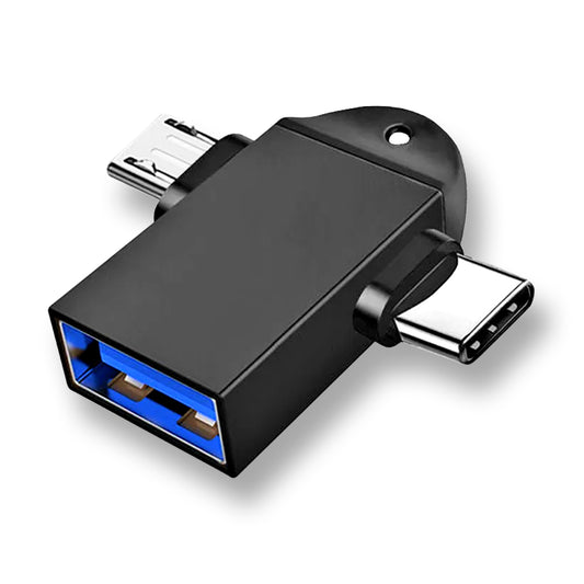 OTG microUSB / USB-C - USB-A Techsuit A16 TwoVoltX adapter, Fekete