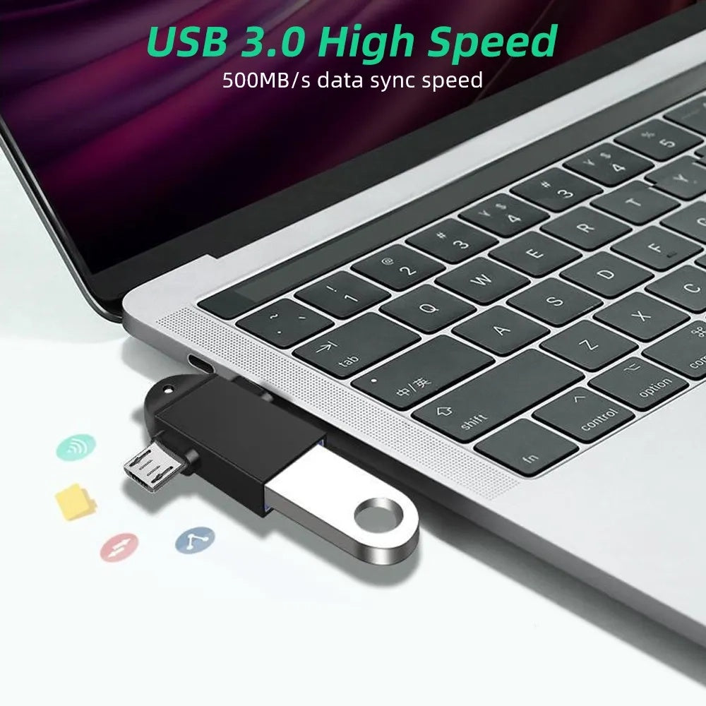 OTG microUSB / USB-C - USB-A Techsuit A16 TwoVoltX adapter, Fekete