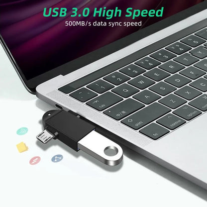 OTG microUSB / USB-C - USB-A Techsuit A16 TwoVoltX adapter, Fekete