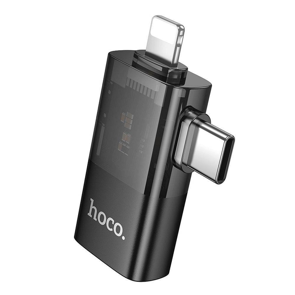OTG adapter Lightning / USB-C - USB-A HOCO UA36E, Fekete