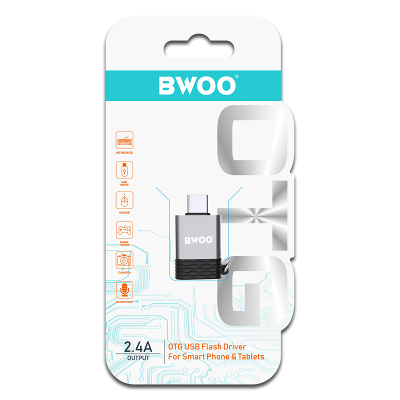 OTG USB-A - USB-C BWOO BZ-35 adapter, Szürke