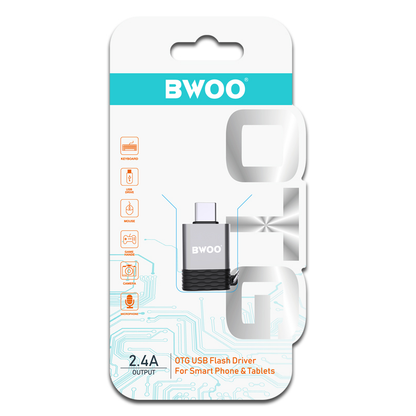 OTG USB-A - USB-C BWOO BZ-35 adapter, Szürke