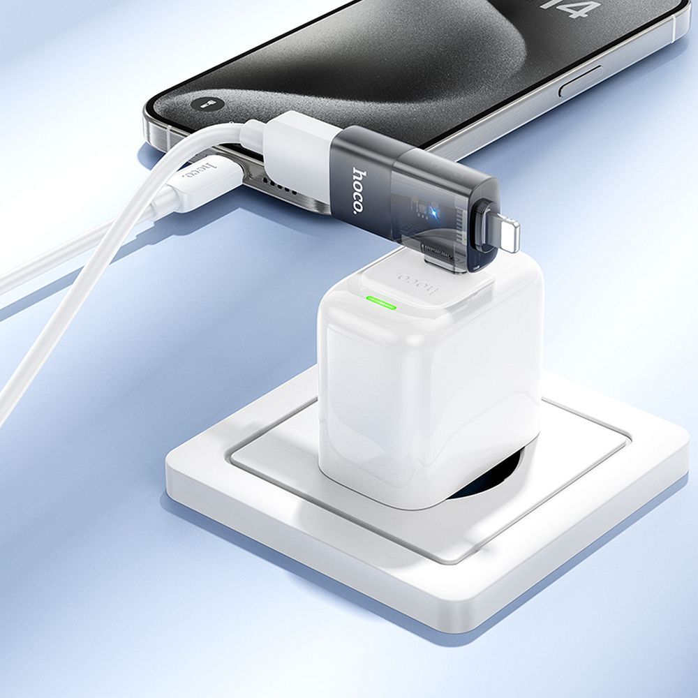 OTG adapter Lightning / USB-C - USB-A HOCO UA36E, Fekete
