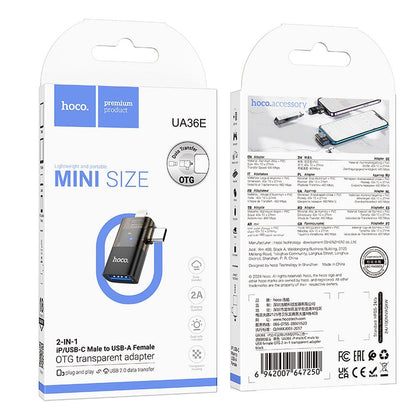 OTG adapter Lightning / USB-C - USB-A HOCO UA36E, Fekete